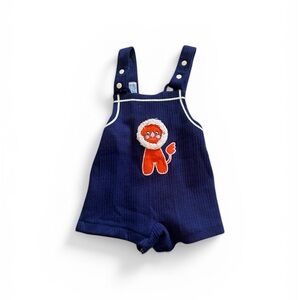 Vintage Carter’s Navy Blue Baby Overalls with Orange Lion Patch